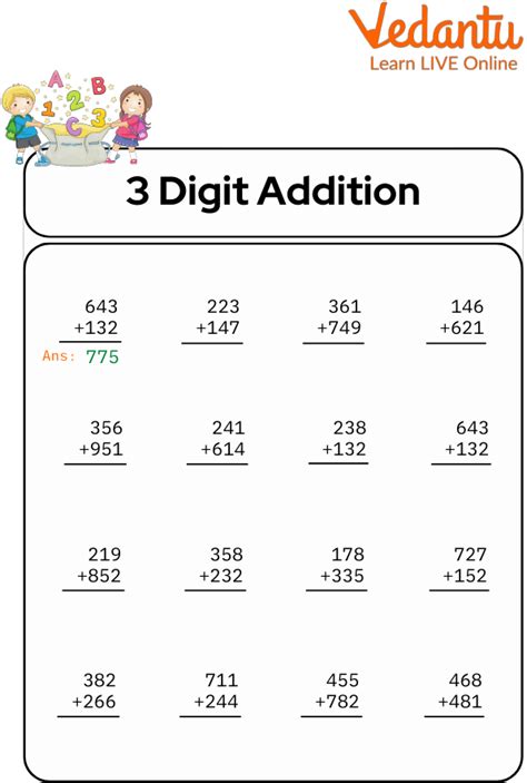 addition with carry 3-digit|Addition of 3 Digit Numbers .
